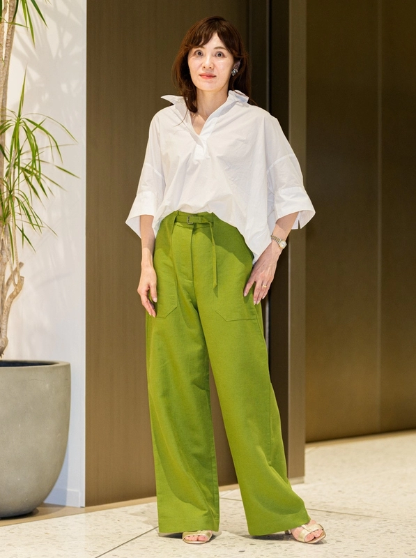 美品✨BEAUTY&YOUTH セットアップ リネン混 ストレッチ カーキ L XS～3L】4ボタンダブルジャケット【ストレッチ／ウォッシャブル